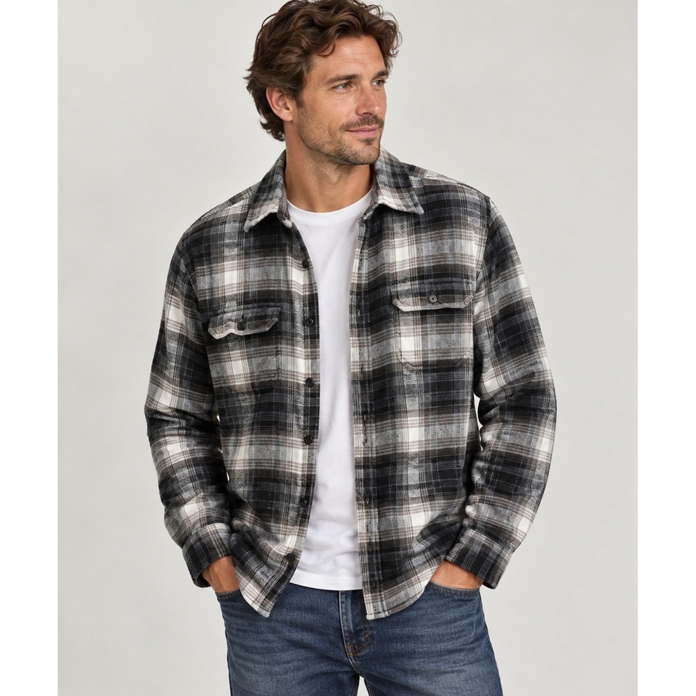 Orvis Lumberjack Mens M Cabincore Button-Up Fleece-lined Collar Area
